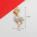 Golden reindeer charm with clear rhinestones and red enamel detail, 2.9cm height - Christmas Reindeer
