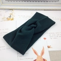 Deep green knitted twist headband for children with a soft elastic knotted design - Dark Green