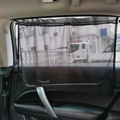 Black mesh car sunshade curtain with cute bear grid design for infant window protection - Thin Black Mesh