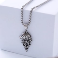 Collana da uomo con pendente a testa di lupo vintage in acciaio inox argento - Testa di Lupo Color Acciaio (Con Catena)