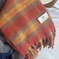 Plaid scarf in warm red and yellow tones with elegant tassels and soft cashmere feel - Orange Plaid