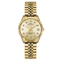 Classic gold women's watch with diamond markers and date window on champagne dial - Gold