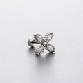 Polished titanium steel clover stud earring with marquise-cut zircon crystals and screw back - Single Piece / Four-leaf Clover Style (A51-6#)