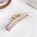 Elegant large gold hair claw clip with lavender and cream marble resin texture - Pink Purple