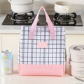 Borsa termica a quadretti rosa e neri con logo Thermo Lock per il pranzo - Rosa