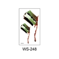 Waterproof temporary tattoo sticker featuring bloody green razor blades design, model WS-248 - Bloody Blade (WS248)