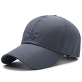 Dark gray quick-dry baseball cap with breathable laser-cut holes for outdoor sports - Adjustable / Dark Gray