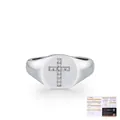 Anello con sigillo a croce in argento S925 e moissanite con certificato GRA - Taglia US 5 / Argento sterling 925