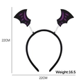 Cerchietto di Halloween a pipistrello glitter viola con dettagli di 22cm e peso 16,5g - Stile Pipistrello Glitter Viola (Stile HH)