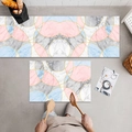 Kitchen mat set with marble patterns and gold lines in pink, grey, and blue colors - Light Color Marble