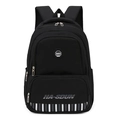 Zaino nero capiente in nylon impermeabile per laptop da 15,6 pollici e uso scolastico - Nero