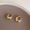 Elegant gold-plated water drop earrings with a polished finish and minimalist moon design - EH-526-Gold / Gold