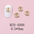 Detail of gold crown nail charm with green marquise gem and white rhinestones - Gold Base Green Rhinestone (AH06)