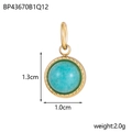 Oval amazonite stone pendant in gold woven edge setting with measurements 1.3x1.0cm - Cyan/Gold
