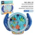 Blue gear puzzle maze dish toy with handles and colorful spinning tracks for kids - Chinese Boxed (NO.J961-33) / Blue