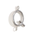 Polished silver stainless steel letter Q charm pendant with top and bottom rings - Letter Q / Steel