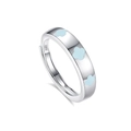S925 sterling silver couple ring with light blue clover design and adjustable open band - FDJZ-354-Women's