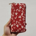 Portefeuille long de Noël en cuir PU rouge avec motifs festifs de pain d'épices - Bonhomme de Pain d'Épices Rouge et Bonbons