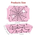 Detailed size chart for pink spider-themed party food boxes showing dimensions and assembly - Food Trays Style 01 12PCS