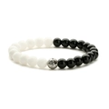 8mm tiger eye and lava stone energy bracelet with black and white beads for minimalist style - Porcelain White + Polished Stone