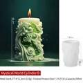 Carved cylindrical candle silicone mold with spiral textures and pearl dot patterns - Wonder World Cylinder B ZL-236