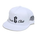 Détail de la broderie Genius Club sur une casquette snapback blanche en coton premium - M (56-58cm) / Blanc