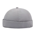Minimalist grey docker hat with six-panel design and cuffed brim for street style - One Size(Adjustable) / Light Gray