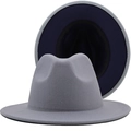 Two-tone wool fedora hat in grey and dark blue with a flat brim and classic crown - Grey/Navy Blue