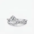 S925 Sterlingsilber Ringe mit birnenförmigem Zirkon und Pavé Diamanten Besatz - US Größe 5 / Silber