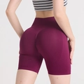 Short de yoga sans couture taille haute bordeaux avec effet push up fessier - S / Bas / Baie Sauvage