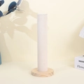 Vertical beige velvet hairband display stand with natural wooden base for jewelry - Cream Velvet with Wood Base