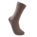 Men's dark brown ribbed cotton crew socks with premium knit texture and 3D fit - Regular Size / Coffee