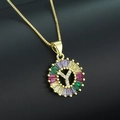Golden necklace with letter Y pendant surrounded by colorful rectangular zircon stones - Gold Plated Rainbow Zirconia Letter Y