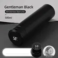 Matte black smart 500ml stainless steel thermos with LED temperature display lid - Replaceable Battery Smart Series / Black