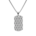 Silberne Titanstahl-Erkennungsmarken-Halskette mit Rautenmuster auf Boxkette für Herren - Mit Kette / Silber