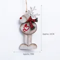Rustic 15cm wooden reindeer Christmas ornament with red heart details and jute rope - Style M/Reindeer with Heart