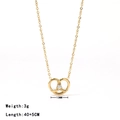 Collana con ciondolo pretzel dorato con zirconi, catena regolabile 40+5cm da donna - Collana / Oro