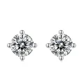 S925 sterling silver round brilliant cut stud earrings with four-prong setting - Moissanite Four-Prong Round Bead Style (S02A) / Moissanite + S925 Silver