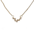 Gold zodiac constellation pendant necklace with sparkling cubic zirconia on box chain - B-Aquarius