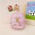 Pink unicorn kids backpack with glitter details and adjustable straps for girls - Pink