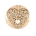 Solid brass wax seal stamp head with hollow heart pattern and golden finish - Brass Head Heart 06
