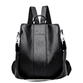 Zaino elegante in pelle PU nera a grana con fibbie argentate e spalline versatili - Nero