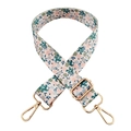 Adjustable floral bag strap with pink and green flowers and gold metal clasps - Style 222 + Gunmetal Buckle