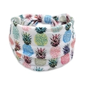 Elastic cotton wide headband with colorful tropical pineapple print on white background - 56-Colorful Pineapple
