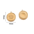 Detail view of 18mm gold stainless steel round pendant with sunray texture and dimensions - Model K 18x16mm