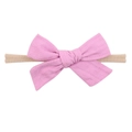 Bandeau bébé avec nœud rose et élastique beige en nylon pour nouveau-né fille - Rose (28)