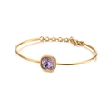 18K gold-plated stainless steel bangle with square purple zircon and adjustable chain - Purple Zirconia (KB120116-KHY)