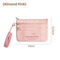 Almond pink triple zipper travel passport organizer bag with wrist strap and slogan - Almond Pink
