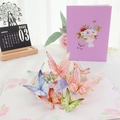3D butterfly floral pop-up greeting card in pink-purple with intricate paper sculpture - Pink Butterfly