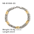 Bracciale croce bicolore in oro 18k e acciaio al titanio con dimensioni esatte - Bicolore Oro Argento Croce (NB-B1068-GS)